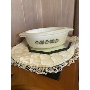Anchor Hocking Fire King Meadow Green 433 1 1/2 qt Casserole Baking Dish w/Lid